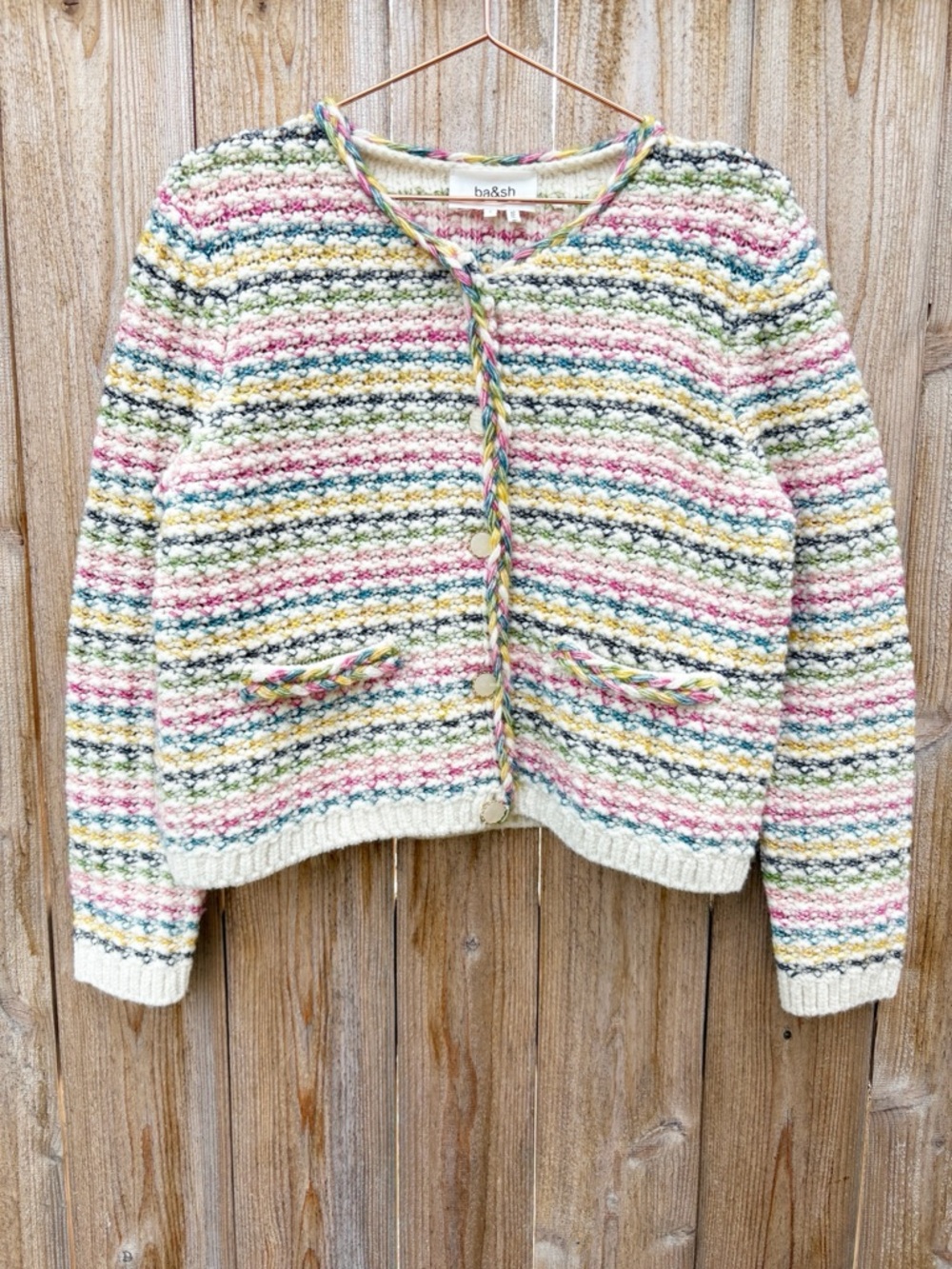 ba&sh Bianca Cardigan Multicolor Knit Size Large Sweater Wool Blend - Picture 3 of 17